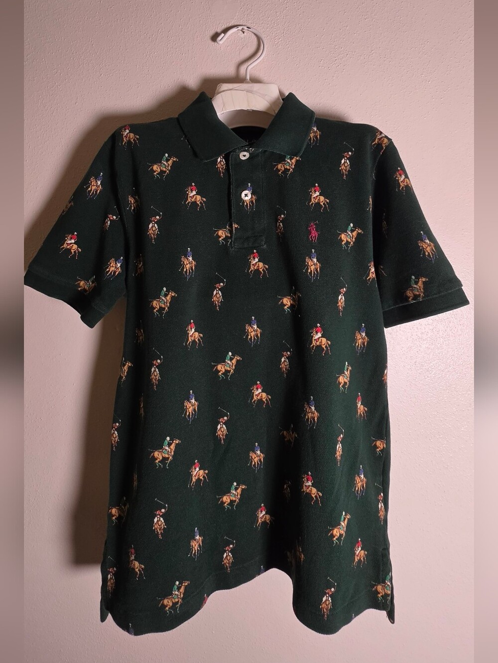 Polo by Ralph Lauren Forest Green Polo with Multicolor Rider Motif
